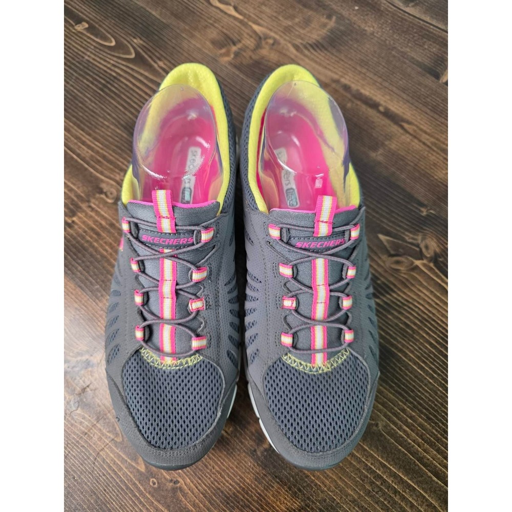 Skechers Flex Women's Sneakers Size 10 Gray Pink White Slip On Running Shoes - Picture 10 of 15